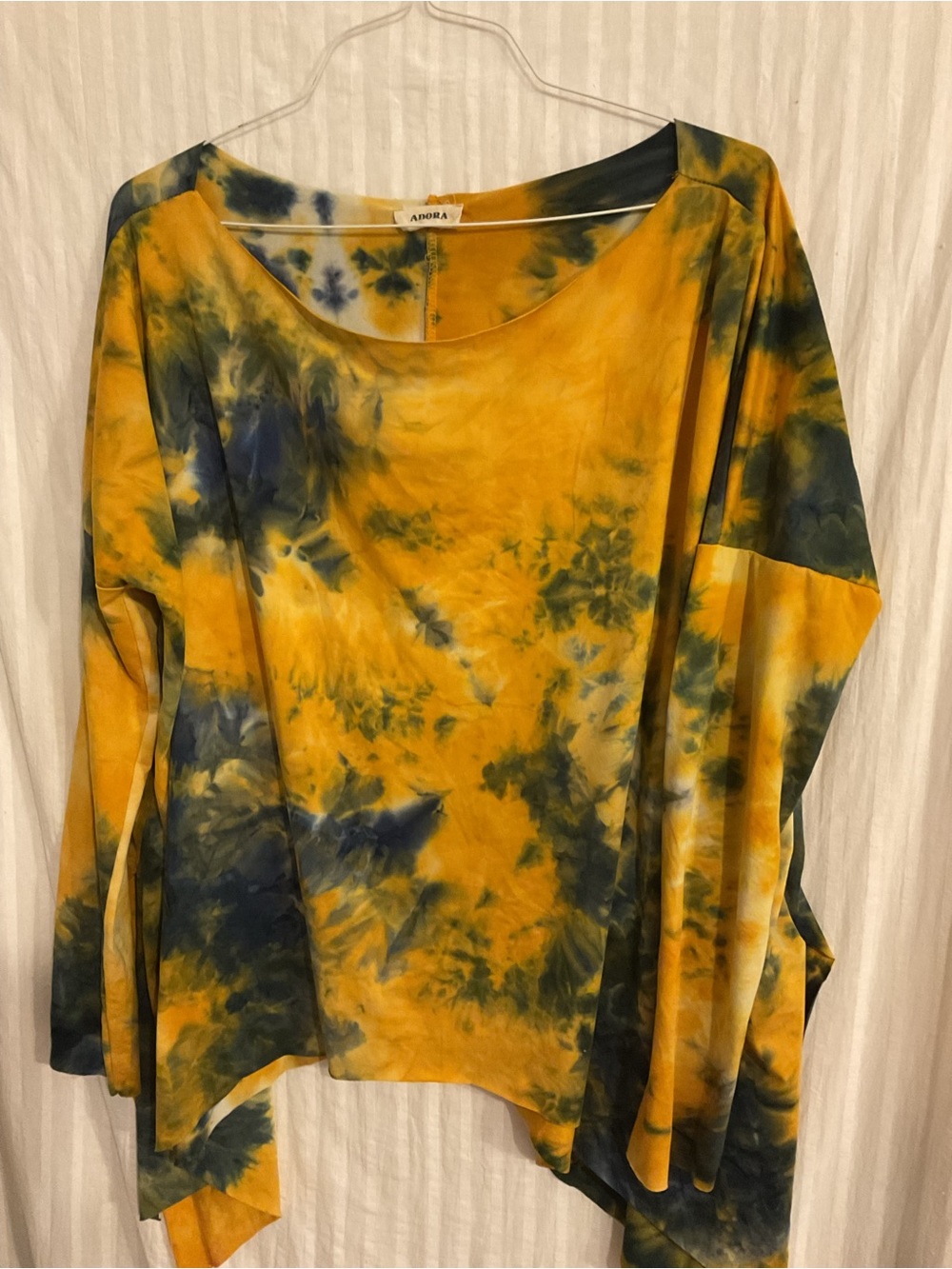 ADORA Sz.M. Yellow and Navy Tie-Dye Long Sleeve Tunic Oversized